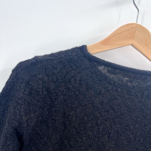 Kuna Black Textured 100% Baby Alpaca Crewneck Sweater Womens Size XS - Picture 2 of 6